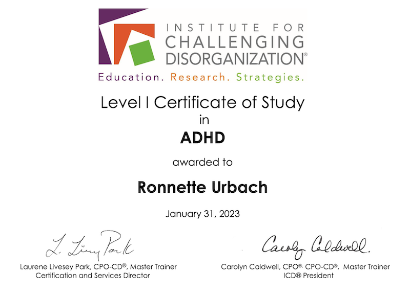 ADHD certified organizer